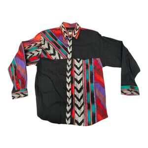 Ruddock Bros Men's M Zig Zag Vynil Pop Colors Long Sleeve Shirt Cowboy Western